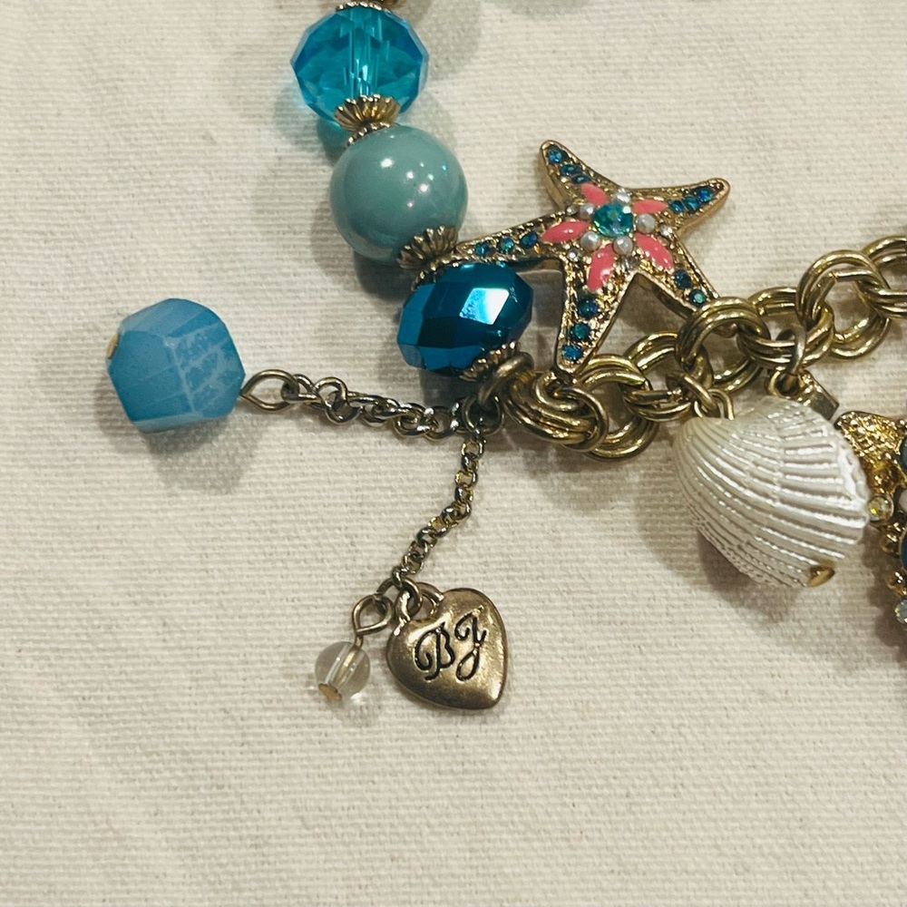 Betsy Johnson Blue and Gold Charm Bracelet with Sea Life Accents - Picture 6 of 6